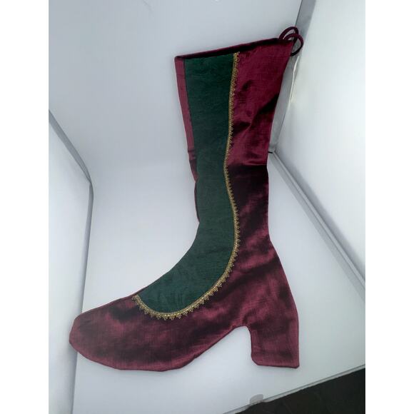 Vintage NWT NEW Victorian Boot Christmas Stocking Red and Green Antique Stocking - Picture 1 of 8